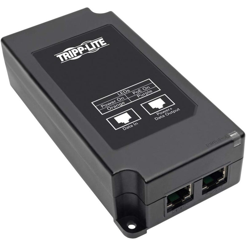 Tripp Lite Gigabit PoE+ Midspan Active Injector - IEEE 802.3at / 802.3af, 30W, 1 Port, Power Over Ethernet (NPOE-30W-1G),Black